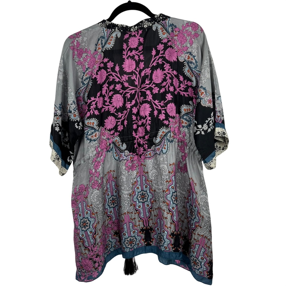JOHNNY WAS OCARINA Tunic Boho Floral 100% Silk Sz‎ Medium ($178 MSRP) - Picture 9 of 12
